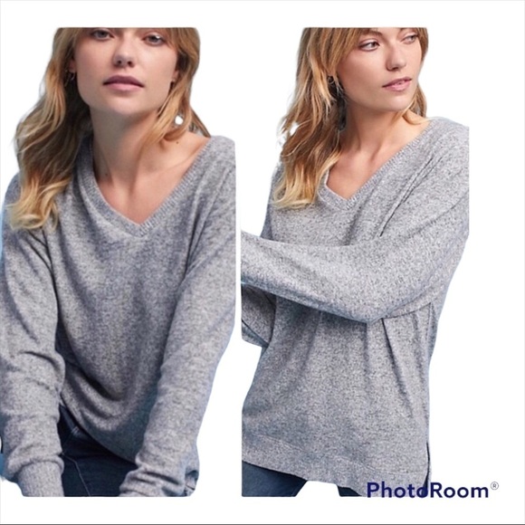 SATURDAY SUNDAY x ANTHROPOLOGIE Blush Pink Hacci V Neck Pullover Sweater Small - Picture 2 of 8